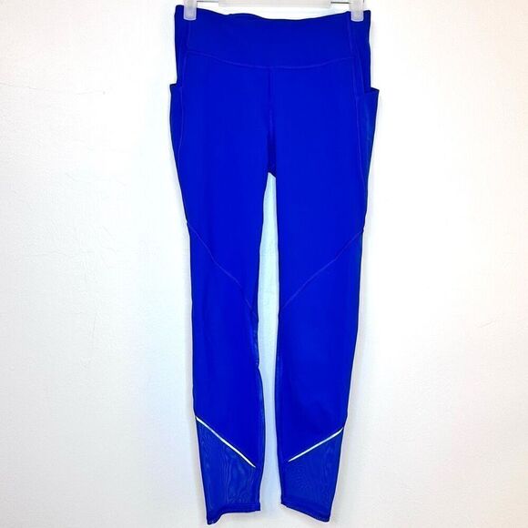 Lululemon Athletica High Rise Pockets Stretch Legging Tights Blue Sz 6 - Picture 1 of 3